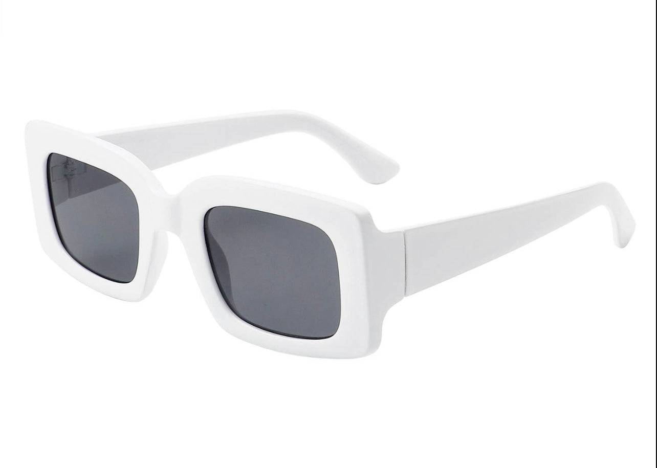 Retro Square Vintage Bold White Fashion Sunglasses - Passion of Essence Boutique