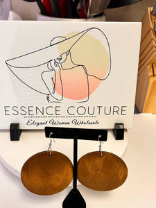 Afrocentric Women Wooden Teardrop Shaped Wood Dangle Earrings (Brown-Round) - Passion of Essence Boutique