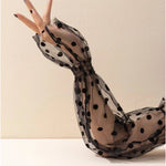 Load image into Gallery viewer, Black Polka Dot Print Mesh Arm Pull Up Arm Sleeves Glove - Passion of Essence Boutique
