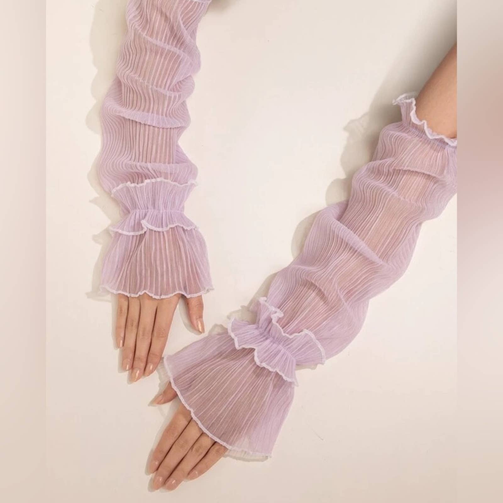 Sheer Ruched Look Pull Up Arm Sleeves Glove - Passion of Essence Boutique