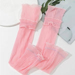 Load image into Gallery viewer, Pink Sheer Ruched Look Pull Up Arm Sleeves Glove - Passion of Essence Boutique
