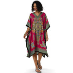 Load image into Gallery viewer, Wine and Black Print Microfiber Short Caftan - Passion of Essence Boutique
