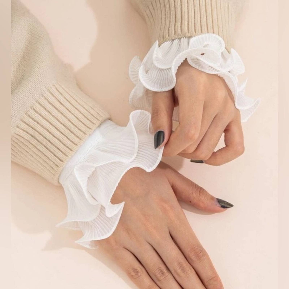 Arm Ruffle Sleves Sheer Ruffle Look Pull Up Arm Sleeves – Passion of Essence Boutique
