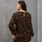 Load image into Gallery viewer, Plus Leopard Print Lantern Sleeve Blouse - Passion of Essence Boutique
