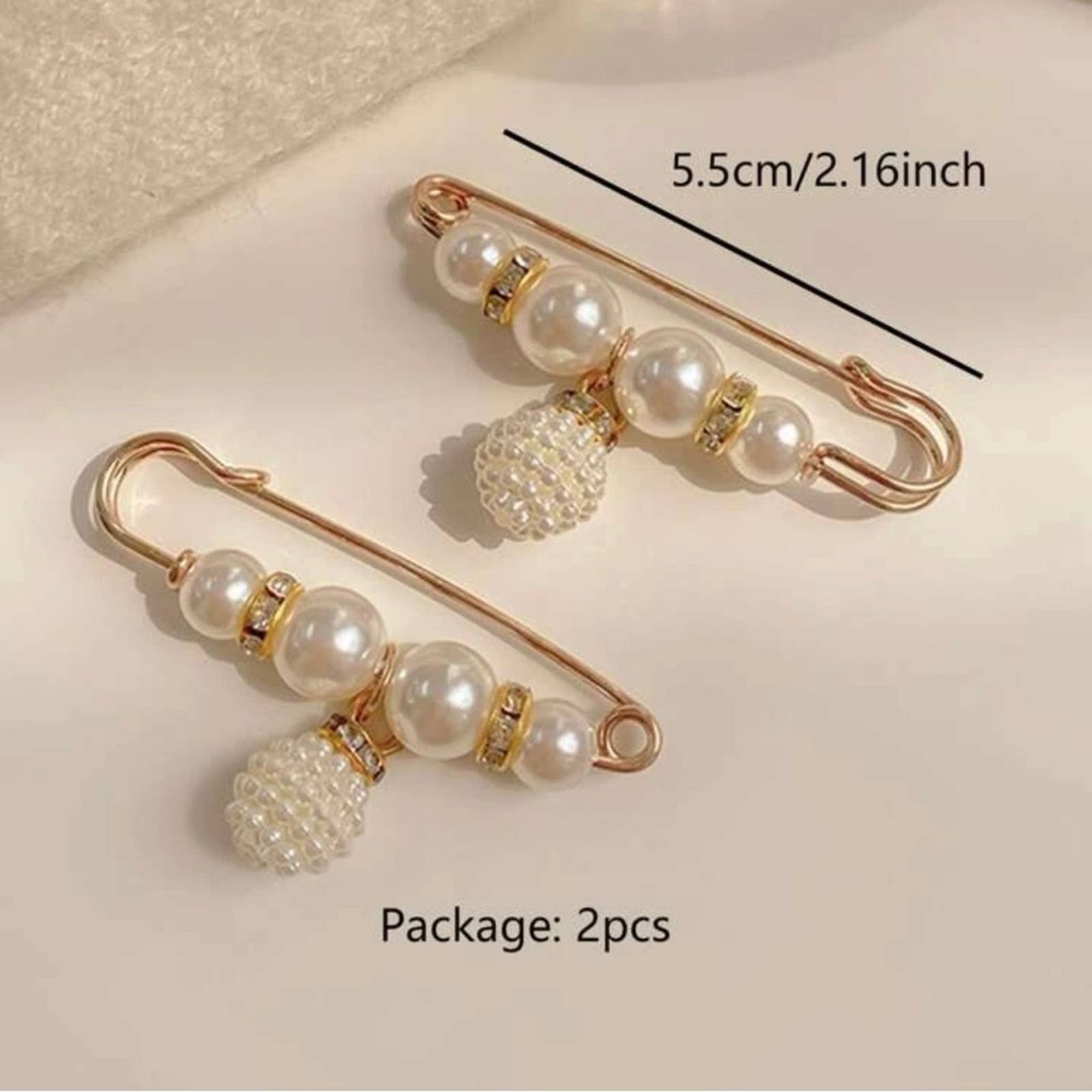 2pc White Pearl Brooch detachable jeans and Sweater cape clip pants extended safety pin - Passion of Essence Boutique