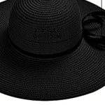 Load image into Gallery viewer, Black Floppy Beach Straw Hat, Foldable Wide Brim with Bowknot UPF50 - Passion of Essence Boutique
