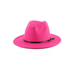 Load image into Gallery viewer, Pink Belt Buckle Trim Wide Brim Felt Hat - Passion of Essence Boutique
