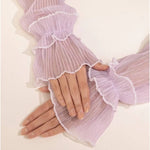 Load image into Gallery viewer, Sheer Ruched Look Pull Up Arm Sleeves Glove - Passion of Essence Boutique
