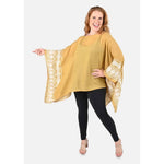 Load image into Gallery viewer, Passion Yellow White Embroidered Sleeve Boat Neck Kaftan Top - Passion of Essence Boutique

