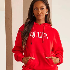 Oversized Red Queen Hoodie Custom Made by Passion of Essence - Passion of Essence Boutique