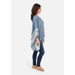 Load image into Gallery viewer, Passion Slate Blue White Embroidered Sleeve Boat Neck Kaftan Top - Passion of Essence Boutique
