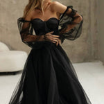 Load image into Gallery viewer, Black Tulle Detached PUFF SLEEVES - Passion of Essence Boutique
