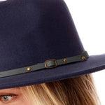 Load image into Gallery viewer, Red Belt Buckle Trim Wide Brim Felt Hat - Passion of Essence Boutique
