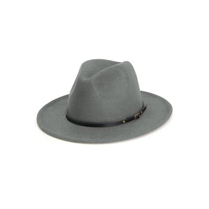 Gray Belt Buckle Trim Wide Brim Felt Hat - Passion of Essence Boutique