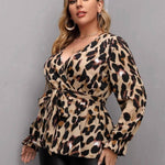 Load image into Gallery viewer, Wrap Belted Flounce Sleeve Blouse - Passion of Essence Boutique

