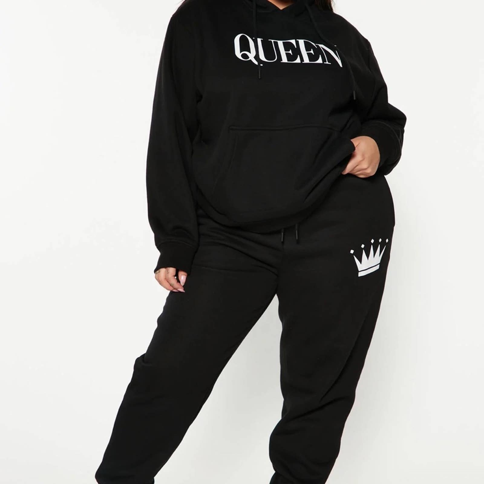 Oversized Black Queen Hoodie Custom Made by Passion of Essence - Passion of Essence Boutique