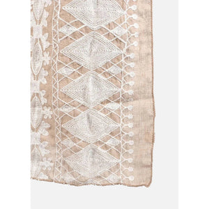 Passion Beige White Embroidered Sleeve Boat Neck Kaftan Top - Passion of Essence Boutique