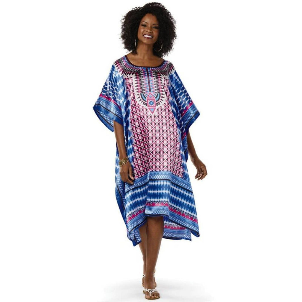 Stylist Print Silky Short Caftan - Passion of Essence Boutique