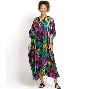 Pixelated Print Silky Long Caftan - Passion of Essence Boutique