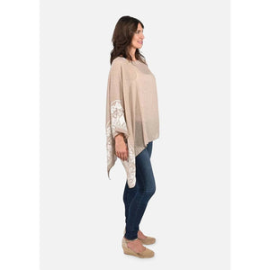 Passion Beige White Embroidered Sleeve Boat Neck Kaftan Top - Passion of Essence Boutique