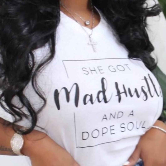 Plus Size She Got Mad Hustle Casual O Neck T-shirt