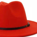 Load image into Gallery viewer, Red Belt Buckle Trim Wide Brim Felt Hat - Passion of Essence Boutique
