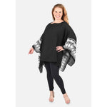 Load image into Gallery viewer, Passion Black White Embroidered Sleeve Boat Neck Kaftan Top - Passion of Essence Boutique
